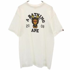 アベイシングエイプ 日本製 プリント 半袖 Tシャツ L 白 A BATHING APE ロゴ メンズ 230611 メール便可