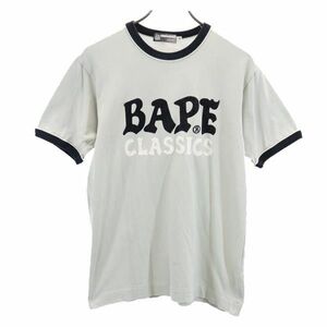 アベイシングエイプ 日本製 プリント 半袖 Tシャツ S グレー系 A BATHING APE ロゴ メンズ 230616