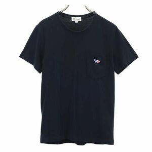 メゾンキツネ 半袖 Tシャツ XS ブラック系 MAISON KITSUNE ロゴ 胸ポケット メンズ 230618 メール便可