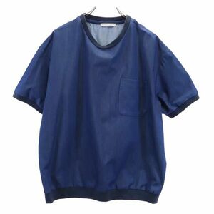 ディスカバード 日本製 デニム調 プルオーバー 半袖 Tシャツ 1 青 DISCOVERED 胸ポケット メンズ 230619