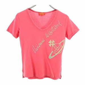 ヴィヴィアンウエストウッド レッドレーベル 日本製 Vネック 半袖 Tシャツ 1 レッド系 Vivienne Westwood RED LABEL レディース 230619