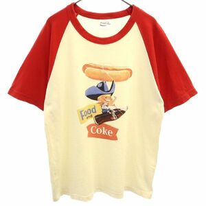 ジーユー コカコーラ コラボ プリント 半袖 Tシャツ L ホワイト系 GU Coca-Cola メンズ 230622