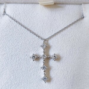  Vendome Aoyama бриллиант Cross колье Pt900 0.38ct 3.5g