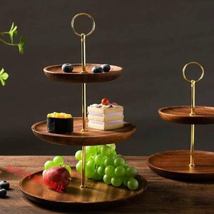 ◆新品推薦◆欧風食器☆高級食器☆木製 ケーキ スタンド プレート アフタヌーンティー フルーツ トレー 皿 3段セット