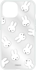 ミッフィー iPhone 14 13 クリア ケース カバー スマホ 透明 総柄 フェイス 顔 キャラクター グッズ 可愛い オトナ 大人 耐衝撃