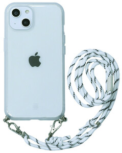 iPhone 14 13 ショルダーストラップ付 ケース クリア x ホワイト 透明 ストラップ付 スマホ ストラップ アイフォン アイホン
