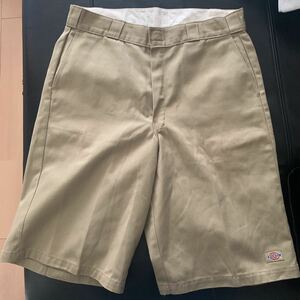 90s【Dickies】ディッキーズ ショーツ ワークパンツ カーキ size.34 ビンテージ USA製 スケーター sk8 ワークショーツ ハーフパンツ 状態良