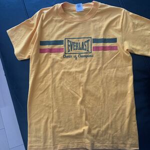 90s【Everlast】エバーラスト 両面Tシャツ 山吹色 イエロー USA製 M 古着 半袖Tシャツ Champion 袖シングル