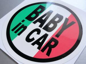 BC●イタリアBABY in CARステッカー 円形 10cmサイズ●ベビー 赤ちゃん 車に乗ってます☆FIAT かわいい☆おしゃれ☆ヨーロッパ☆ EU