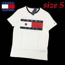 新品 Sサイズ トミーヒルフィガー フラッグロゴ Tシャツ ホワイト 日本限定 78E7453 2020 クルーネック 半袖 ビッグロゴ 五輪 日本_画像1