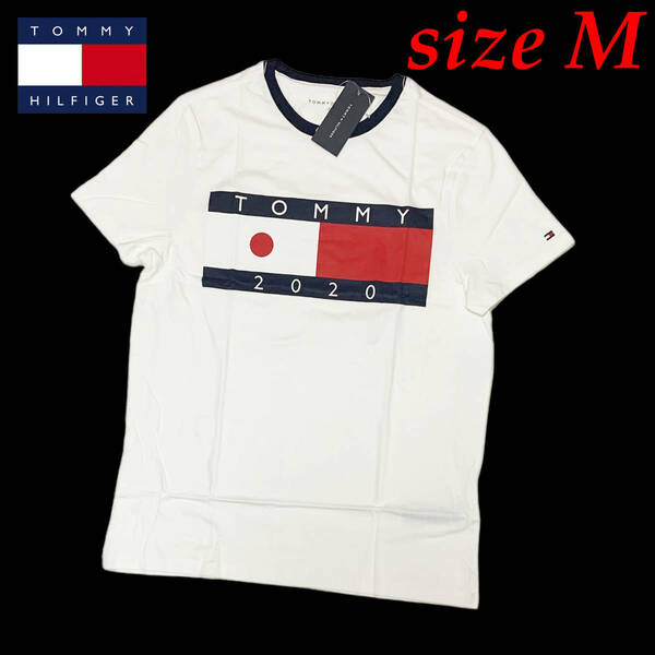 新品 Mサイズ トミーヒルフィガー フラッグロゴ Tシャツ ホワイト 日本限定 78E7453 2020 クルーネック 半袖 ビッグロゴ 五輪 日本