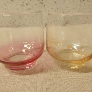 0630227w【Sasaki Glass 冷茶グラス ５客×２セット 計10客】昭和レトロ/佐々木硝子/ガラス/オーロラ調５色/口径φ6.8×H7.2cm程/中古品の画像6