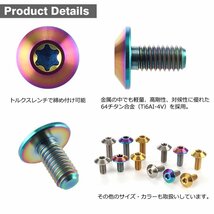 M6×12mm 1.0 頭部径14mm 64チタン合金 テーパーヘッド トルクス穴 ボタンボルト 焼きチタンカラー 虹色 車/バイク 1個 JA626_画像3