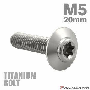 M5×20mm P0.8 頭部径12mm 64チタン合金 トルクス穴 ボタンボルト ワイドフランジ シルバーカラー 1個 JA1098