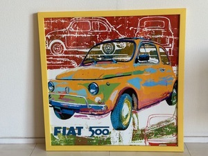 511◆FIAT フィアット　★　 額装品 アートフレーム 旧車 額付き　おしゃれフレーム　53.5×53.5×2.3サイズ◆