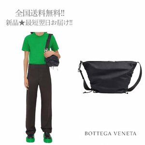 J281.. BOTTEGA VENETA ボッテガ ヴェネタ メッセンジャー バッグ レザー ショルダーストラップ付 イタリア製 新品 ★ 8803 BLACK