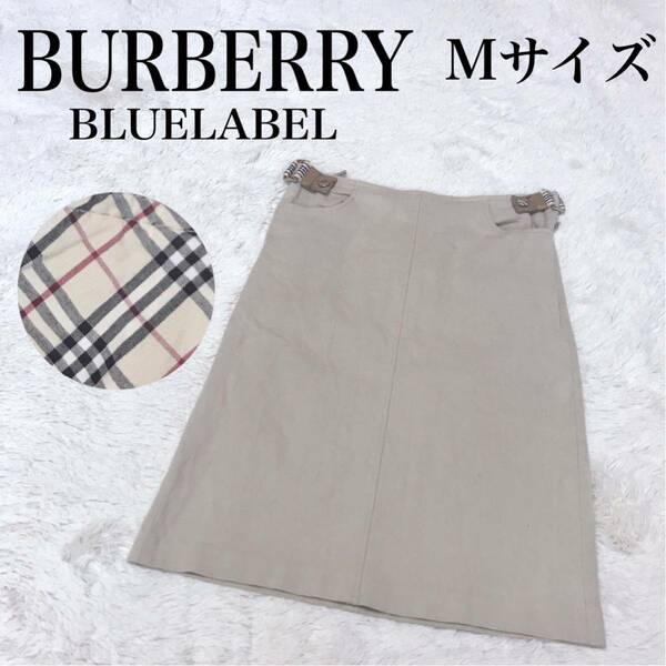 バーバリーブルーレーベル ストレッチ ノバチェック スカート ベルト 膝丈 BURBERRY タイトスカート Mサイズ