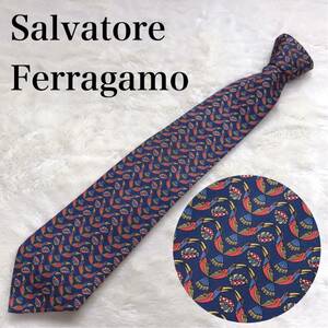 極美品 Salvatore Ferragamo ネクタイ アニマル オウム 鳥 フェラガモ