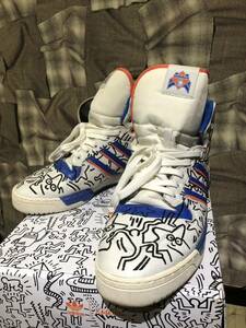 1円 ★ adidas アディダス RIVALRY HI KEITH HARING キースへリング ★ ハイカットスニーカー EE9296 サイズUS11 ホワイト　FK