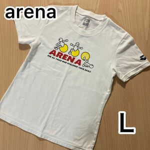 【最終値下】アリーナ　arena レディース Tシャツ　刺繍ロゴ　Ｌ　白