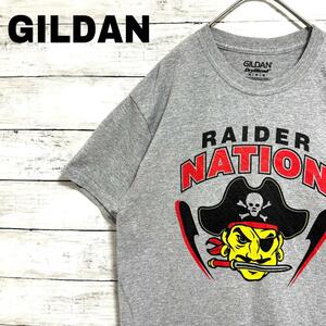 77p GILDAN 半袖Tシャツ NFL レイダー・ネイション メンズ夏物古着 L相当 メンズ　レディース