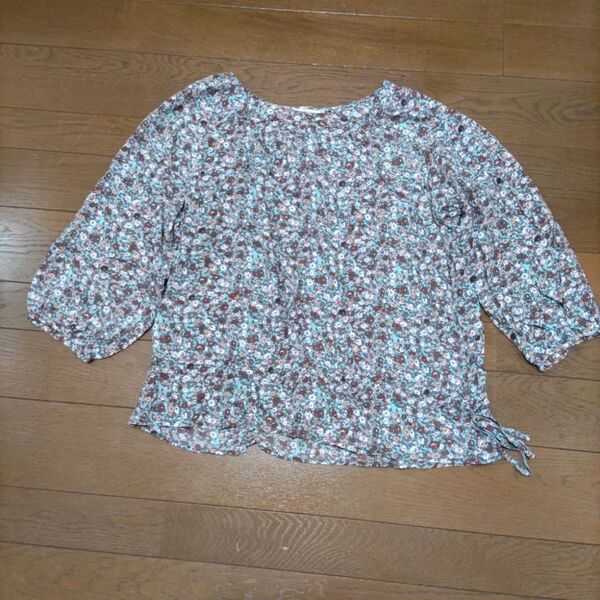 七分袖 小花柄 シャツブラウス