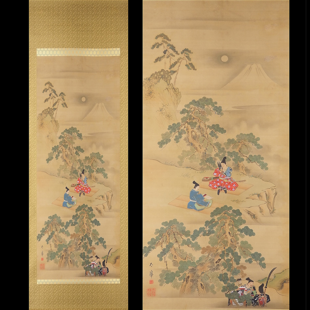 [Authentique] [Watarikan] [Fukuda Taika] 4623 Parchemin suspendu, grand tableau japonais, peinture de guerrier, soie, peinture de paysage, Kumamoto, Higo, fondateur de l'école Higo Tosa, inscrit, Peinture, Peinture japonaise, personne, Bodhisattva