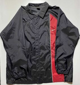 【XXL】90s NIKE NYLON JACKET BLACK 90年代 ナイロン フルジップ ナイロン コーチジャケット ジャケット ブラック 襟付き (S9-TSP) R1697