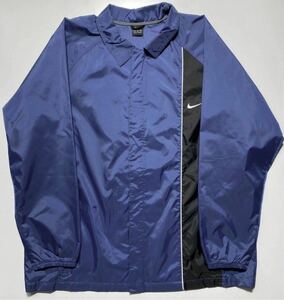 【XL】90s NIKE NYLON JACKET NAVY 90年代 ナイキ ナイロン ジャケット コーチジャケット フルジップ ネイビー (S9-TSP) R1698