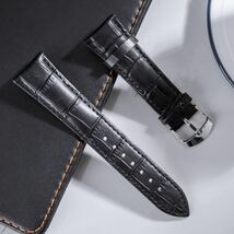 時計バンド　牛革20mm ブラック　黒レザーベルト 時計ベルト 2本セット　男女兼用高品質_画像4