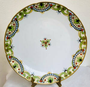 １９１０年　　　　オールドノリタケマルキ印アールヌーボースタイルハンドペイントセセッションパターンサンドウイッチ盛り皿