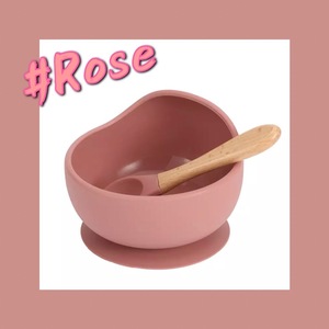 【セール】赤ちゃん　離乳食食器　おすすめ　返らないお皿　おしゃれ人気　吸盤　#Rose