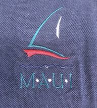 【良品】　90s　USA 製　半袖ポロシャツ　トップス　メンズ　Sサイズ　ネイビー　刺繍ロゴ　MAUI　ハワイ　ゴルフ　US古着_画像3