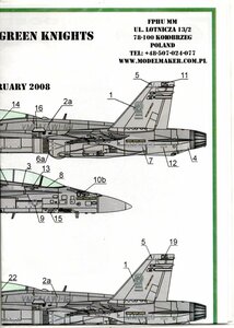 1/72　モデルメーカーデカール　Model Maker Decals D72052 　McDonnell-Douglas F/A-18D VMFA-121 Green Knight