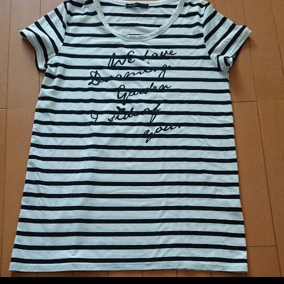 ロング丈ボーダーTシャツ/L