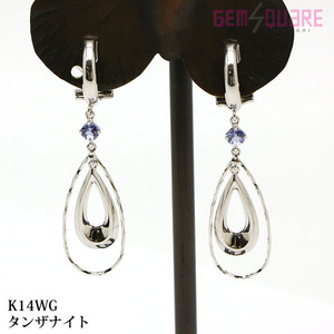 [ price cut negotiations possible ]K14WG Drop type design earrings tanzanite 2.0g 2.2g used beautiful goods [ pawnshop . shop ]