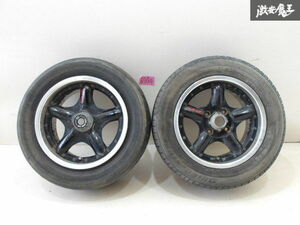 ●SPEED STAR モデルS5 TYPE B HASEMI 15インチ 7J ＋27 PCD114.3 4H 4穴 黒系 ホイール タイヤ 2本 当時物 レビン トレノ シルビア 旧車