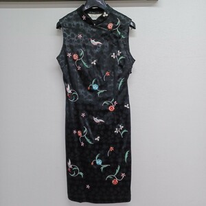  stone ) Val se China dress no sleeve One-piece black embroidery flowers and birds 230620 F1-2