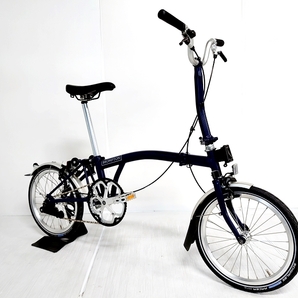 福岡)ブロンプトン BROMPTON M1L 2018年頃モデル クロモリ 折りたたみ自転車 16インチ ネイビーの画像6