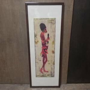 Art hand Auction アフリカ 布 額装 28cm×72cm エスニック 民族, 美術品, 絵画, その他