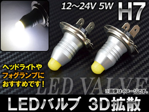 AP LEDバルブ ホワイト 3D拡散 H7 12～24V 5W AP-HPH7-3D-5W-1W 入数：2個