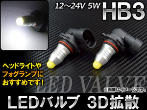 AP LEDバルブ ホワイト 3D拡散 HB3 12～24V 5W AP-HPHB3-3D-5W-1W 入数：2個
