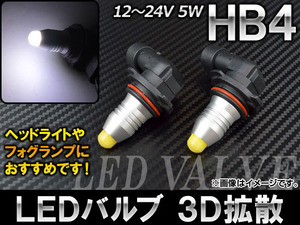 AP LEDバルブ ホワイト 3D拡散 HB4 12～24V 5W AP-HPHB4-3D-5W-1W 入数：2個