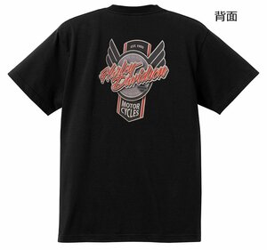 ハーレー オールド ティンサイン 看板 Tシャツ H38 黒 バイカー チョッパー ラットロッド kustom カスタム ナックル ショベル パンヘッド