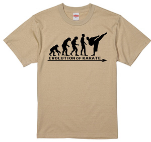 進化 evolution Tシャツ 空手 組手 カラテ 極真 スポーツ ライトベージュ くすみカラー 選べるサイズ S/M/L/XL