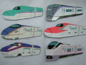 電車マグネットパズル　６種　鉄道　はやぶさ　こまち　つばさ　かがやき　ひたち　あずさ