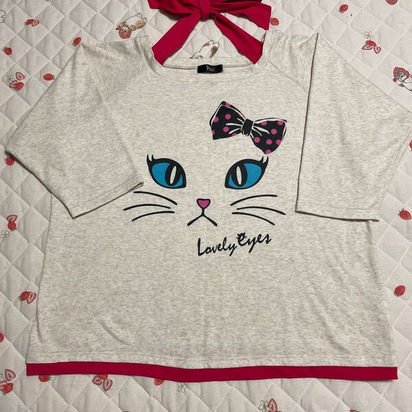 レディース 半袖カットソー 6L 猫 半袖Tシャツ