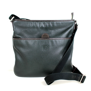  Loewe shoulder bag leather diagonal .. bag black × Brown bag black × tea beautiful goods q933