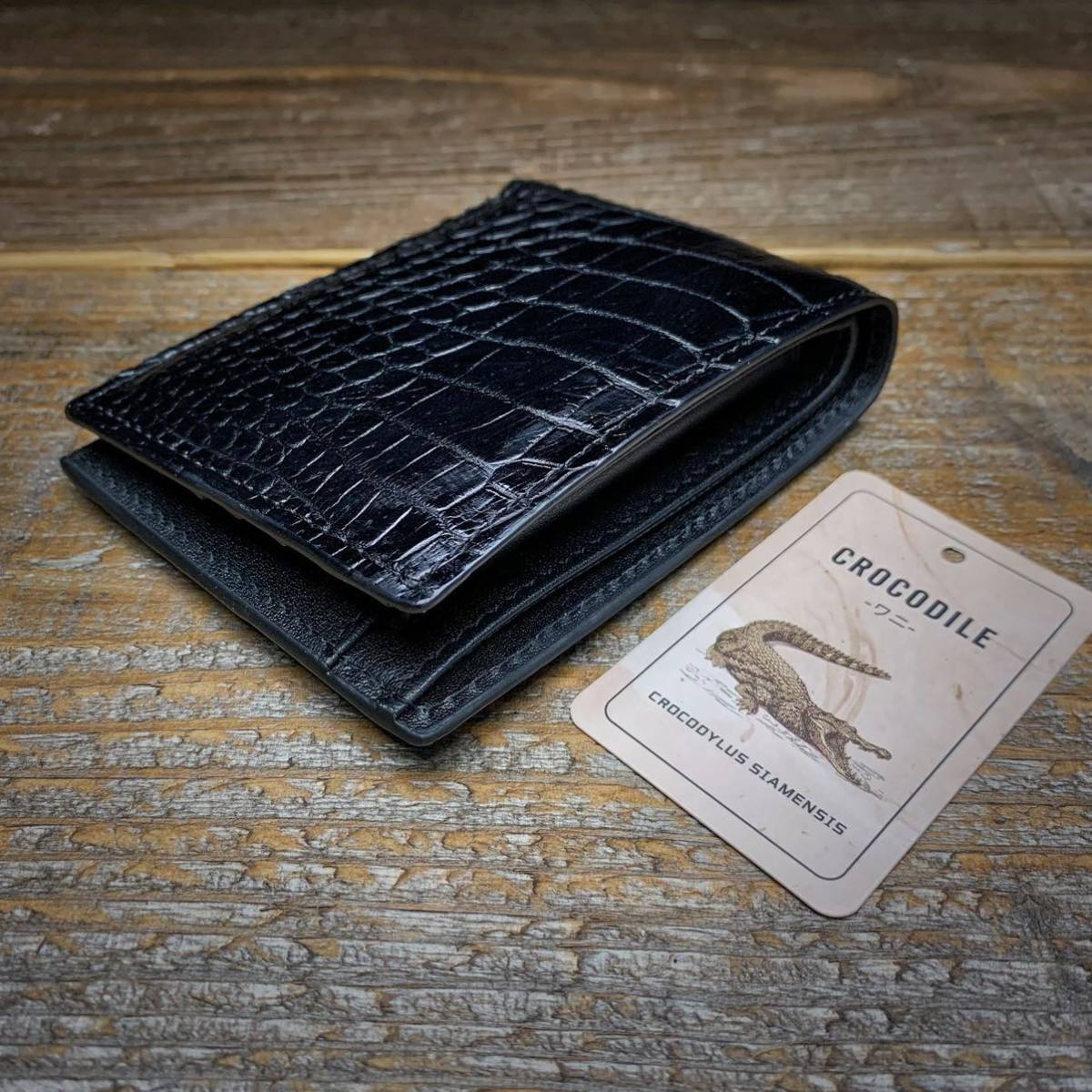 特注品 折り財布(クロコダイル/長財布/センター部位/ハンドメイド/小銭