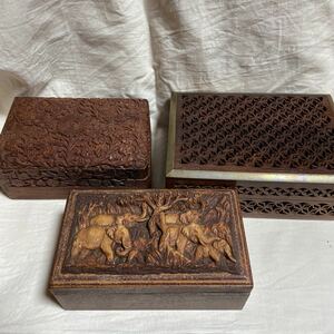  cigarettes case leaf volume case small articles case tree handicraft antique style skill collection together 3 piece 